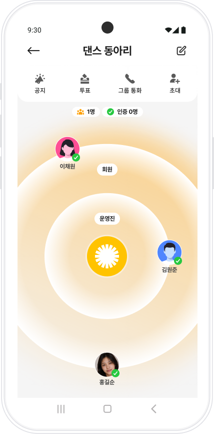 우리 모임 화면 — 모임 구성원과 인증 현황